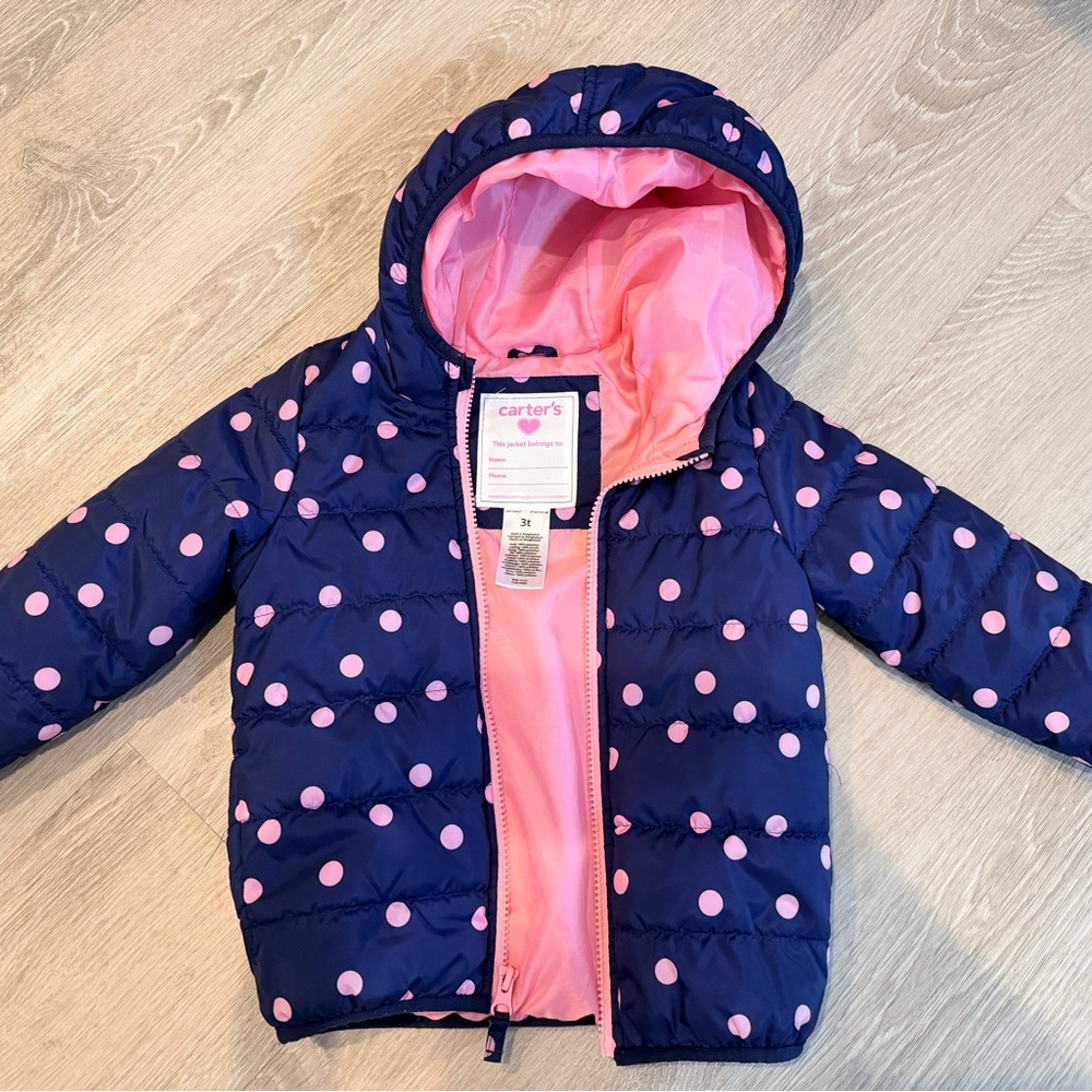 Carter's Blue and Pink Polka Dot Jacket 3T